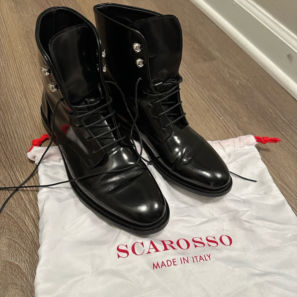 Scarosso Eva Lace Up boots, 37.5. 100% leather. Made in Italy.